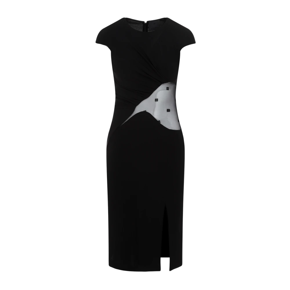 Givenchy Zwarte Gedrapeerde Jurk Elegant Chic Black Dames