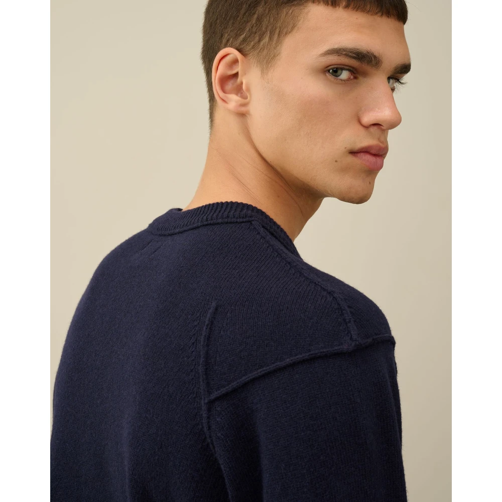 C.P. Company Blauwe Lamswollen Crewneck Trui Blue Heren