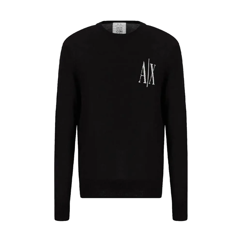 Armani Exchange Zwarte Trui Minimalistische Stijl Black Heren