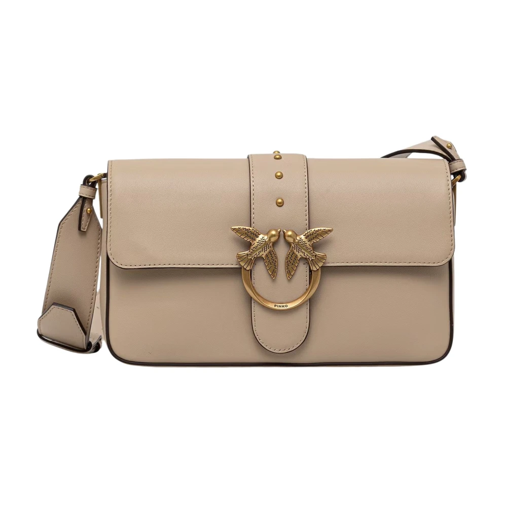 Pinko Donna Color Carne E Neutri Borsa D'amore Grande Borsa A Traversa Morbida - Immagine 3