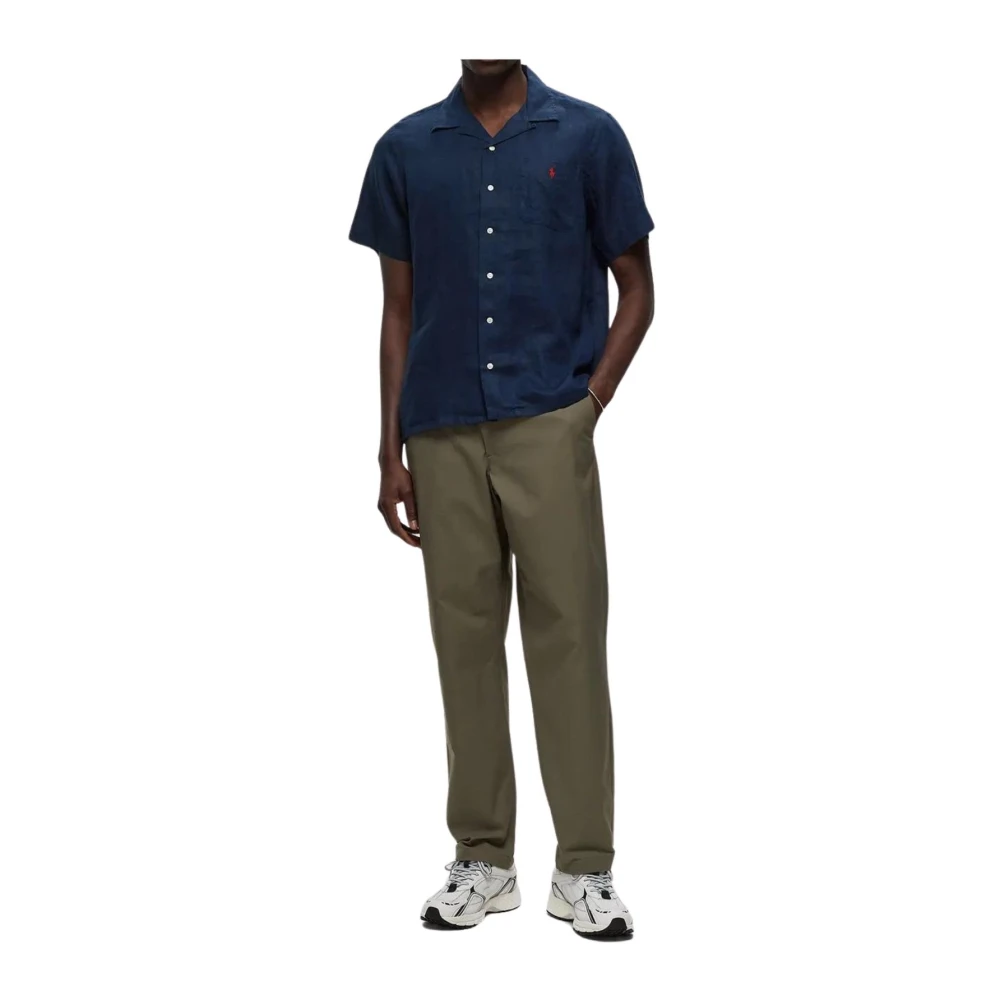 Polo Ralph Lauren Navy Linnen Overhemd Regular Fit Blue Heren