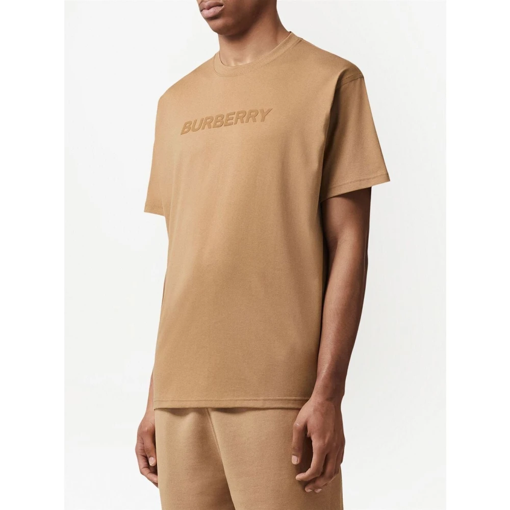 Burberry Biologisch Bruin Kamelen T-shirt met Logo Brown Heren