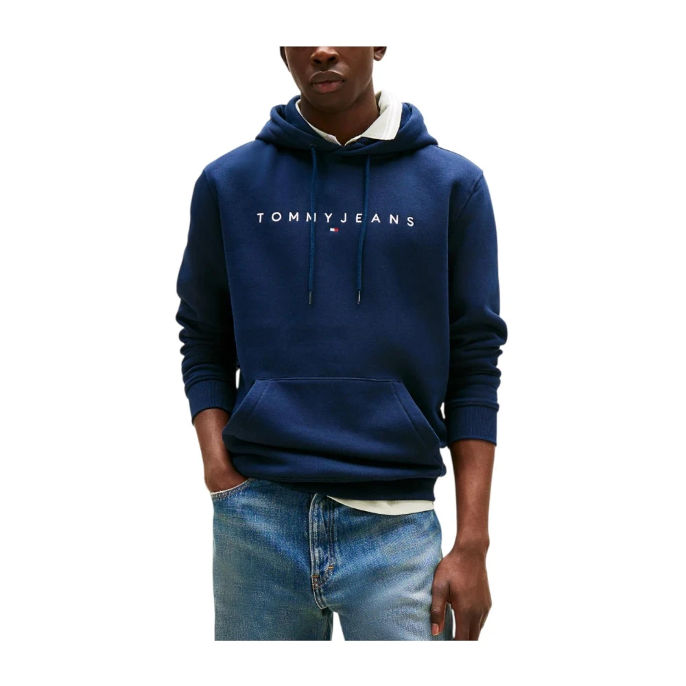 Tommy Hilfiger Men's Blue Linear Logo Hoodie - Hoodies - S - Sweatshirts & Hoodies