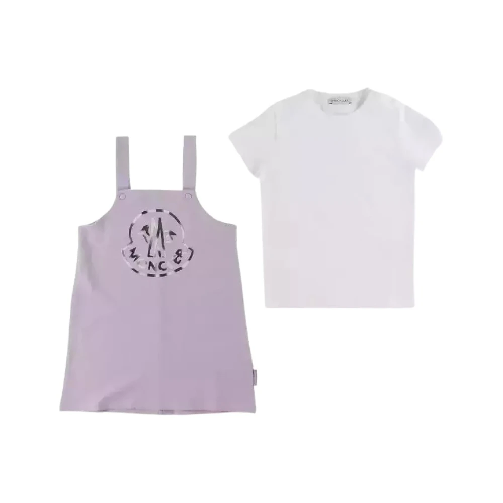 Moncler Vit T-shirt och Overall Klänning Set White, Flicka