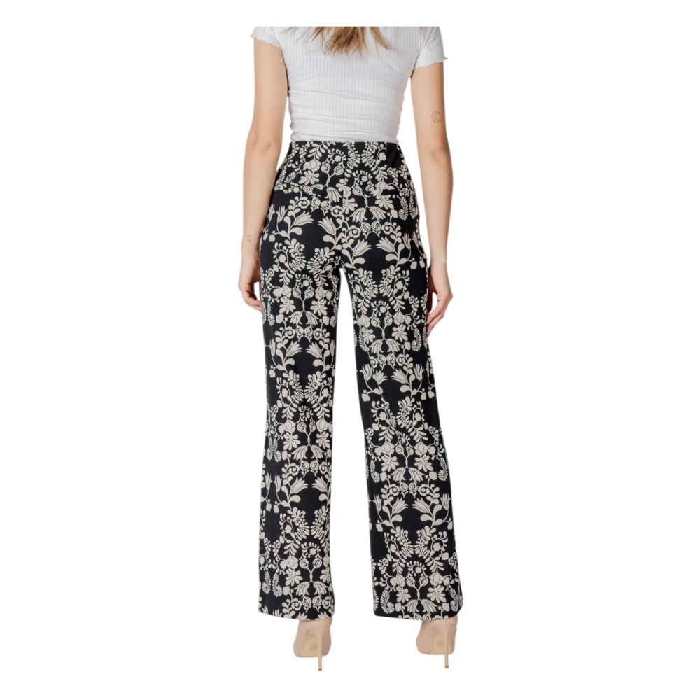 Ichi Bloemenprint broek met voorzakken Black Dames