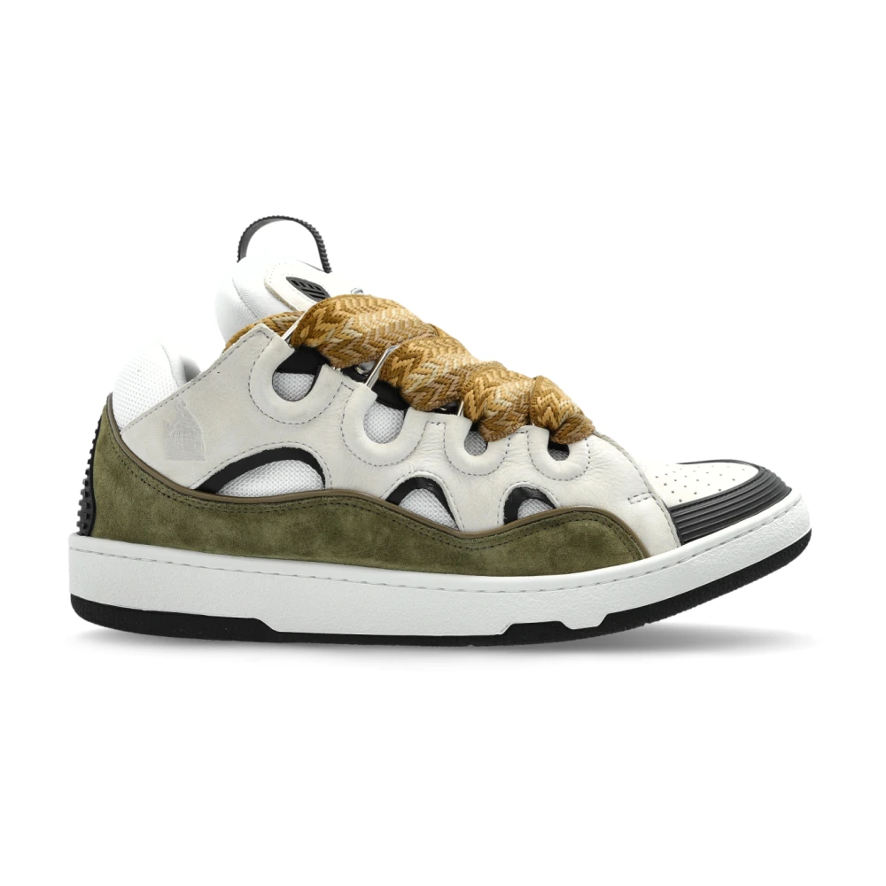 Lanvin Men's Beige Curb Leather Sneakers