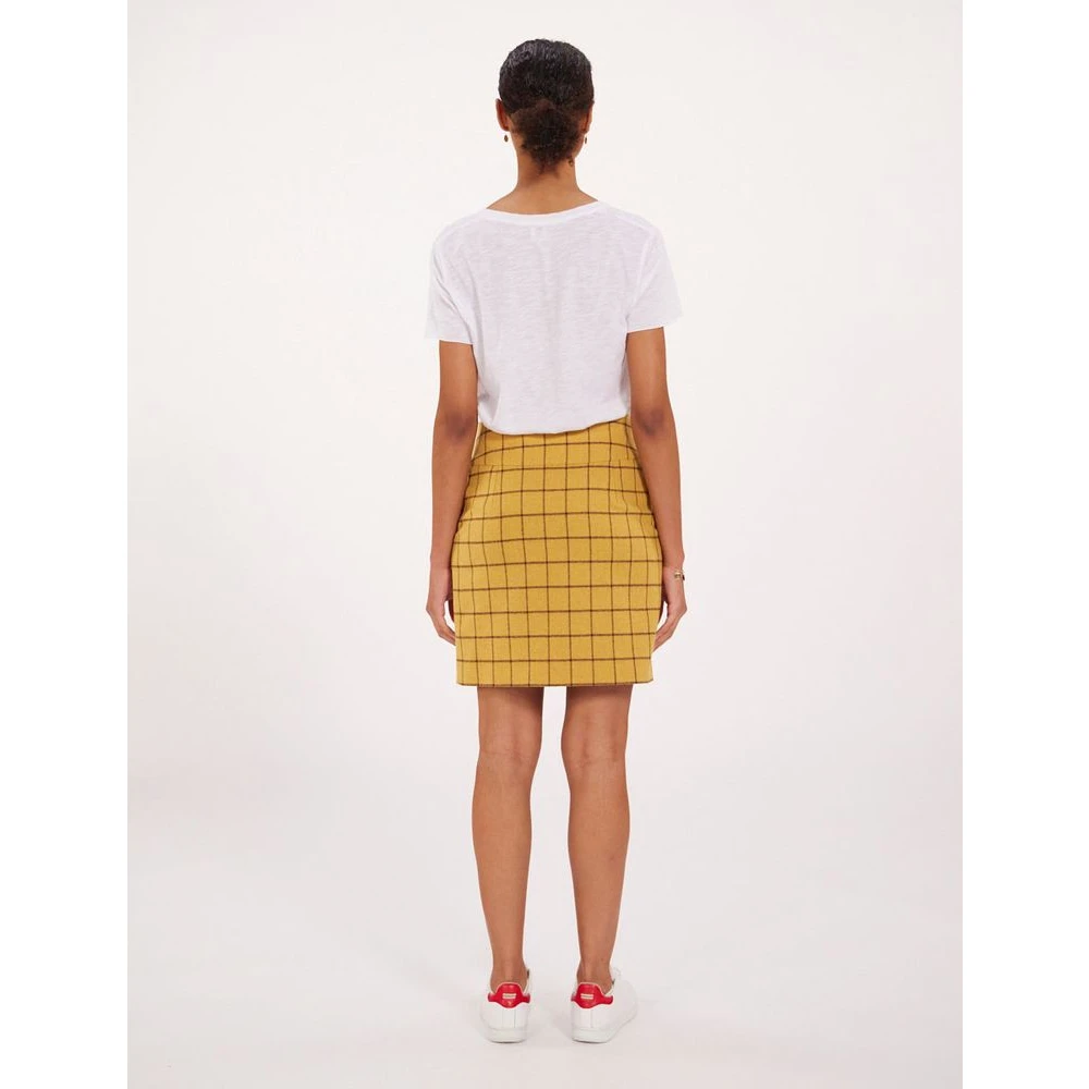 Ines De La Fressange Paris Moderne Geruite Wollen Rok Yellow Dames