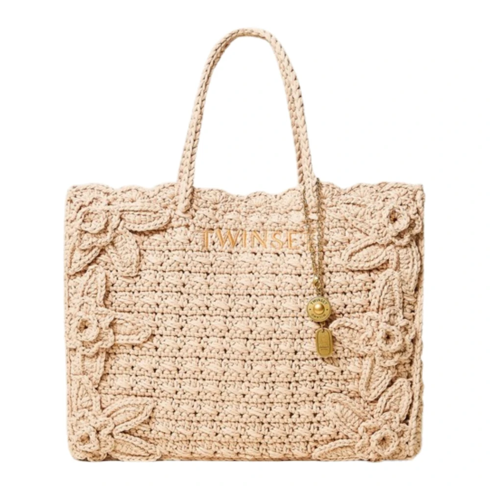 Twinset Women's Beige Crochet Shopper - Shopping Bags - One Size - Bags