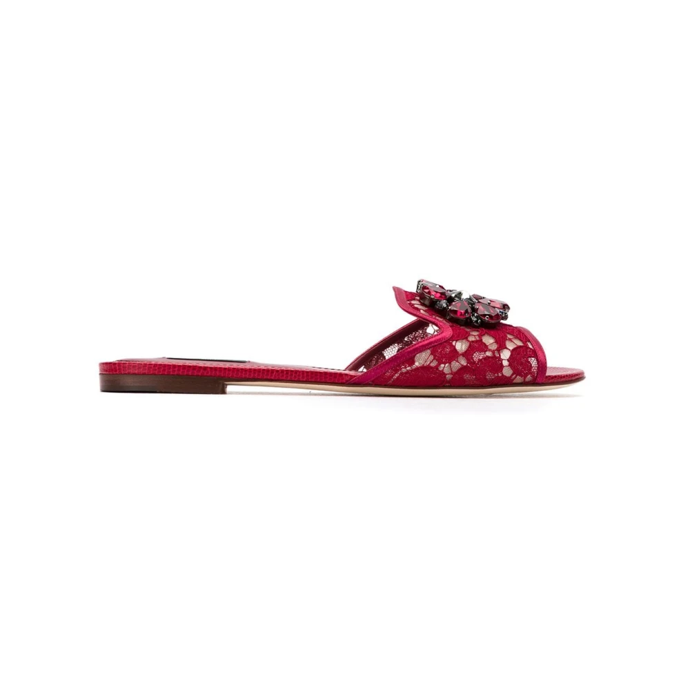 Dolce & Gabbana Women's Red Sandals With Crystal Embellishments