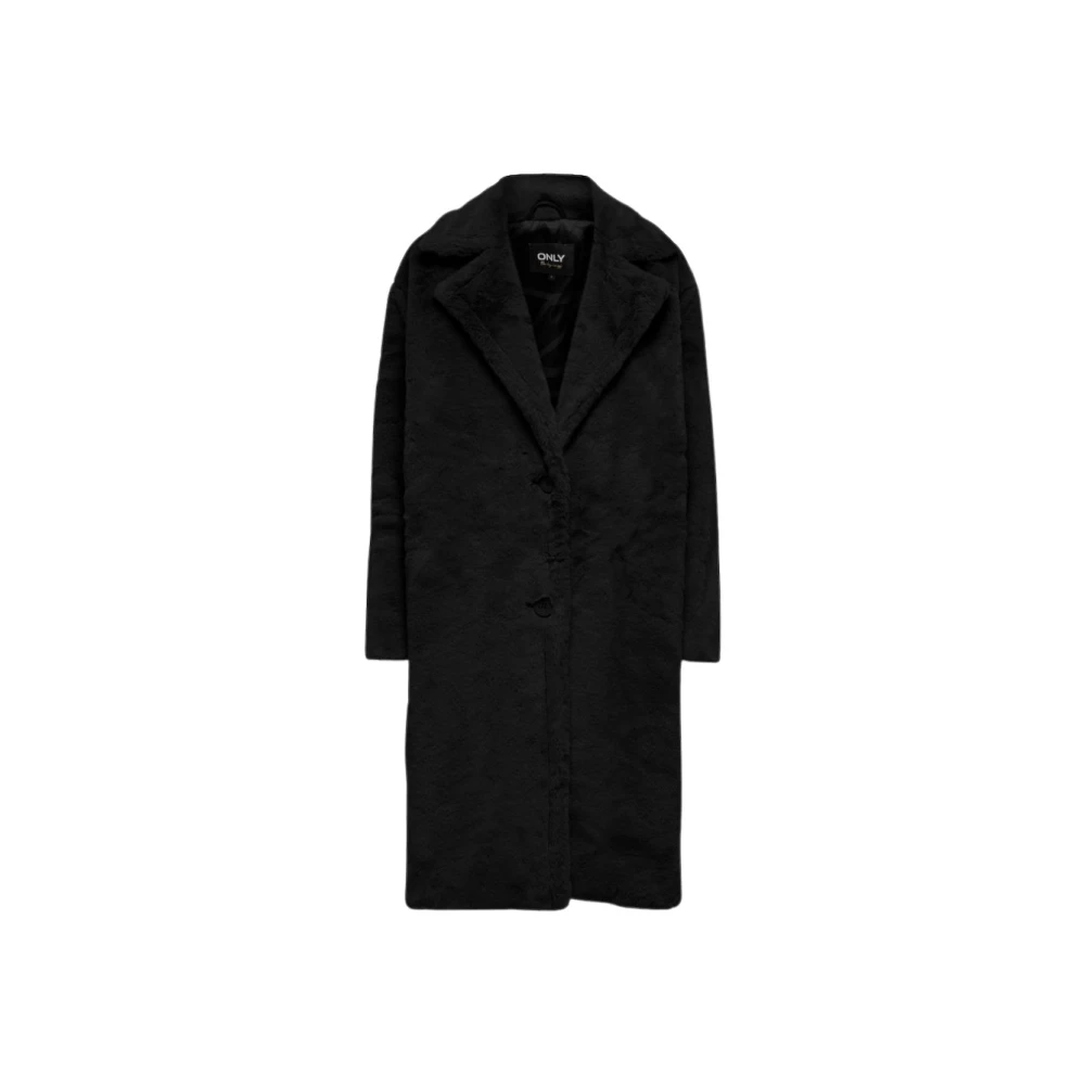 Only Black Single-Breasted Coats, Female, M, Faux Fur Vida Coat
