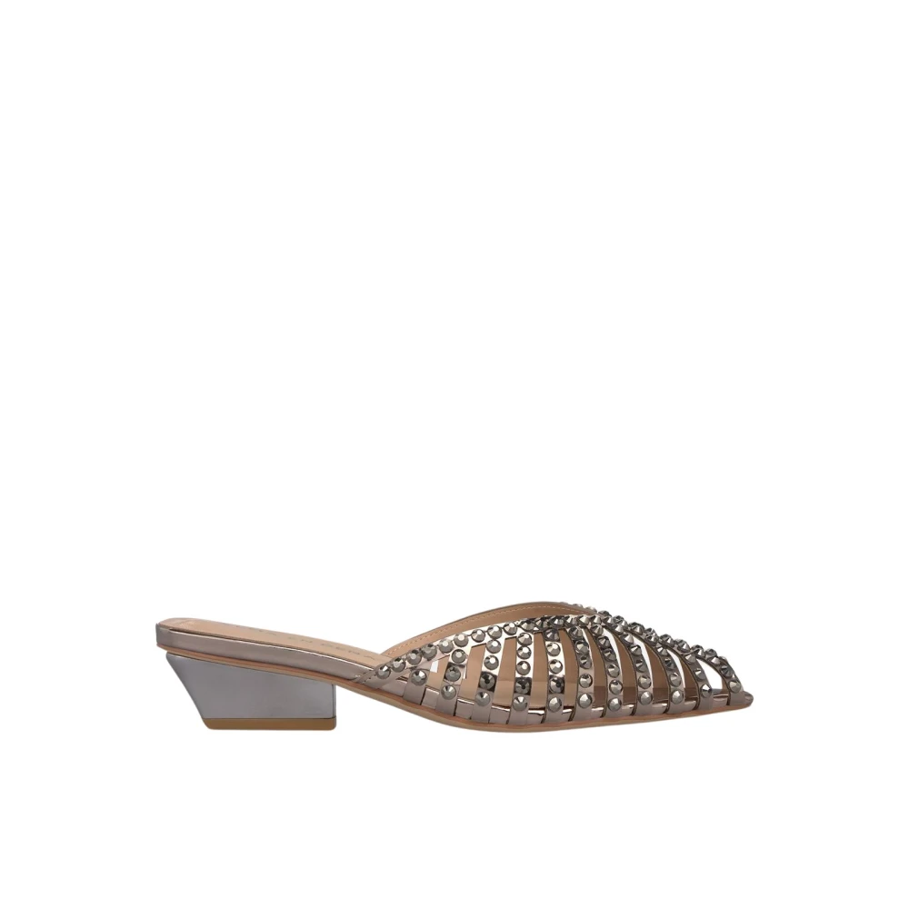 Alma En Pena Women's Gray Heeled Mules, 8 Uk, Slingback Mule With Mesh Effect