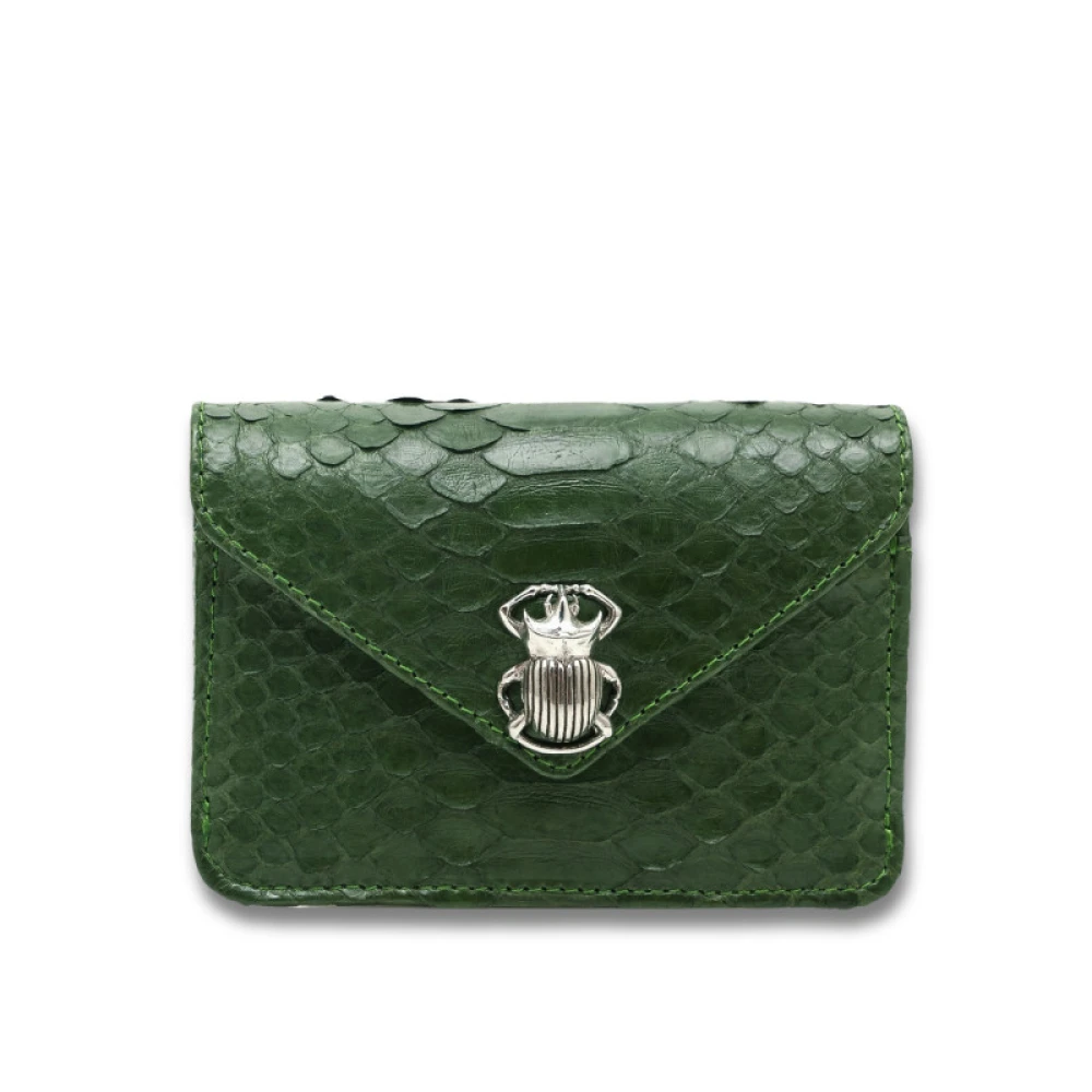 Claris Virot Python Enveloppe Kaarthouder Scarabee Green Dames