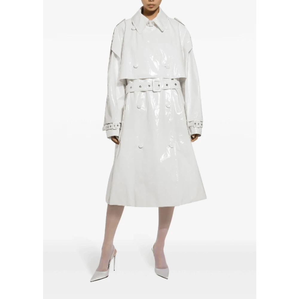 Dolce & Gabbana Witte Patent Trenchcoat White Dames