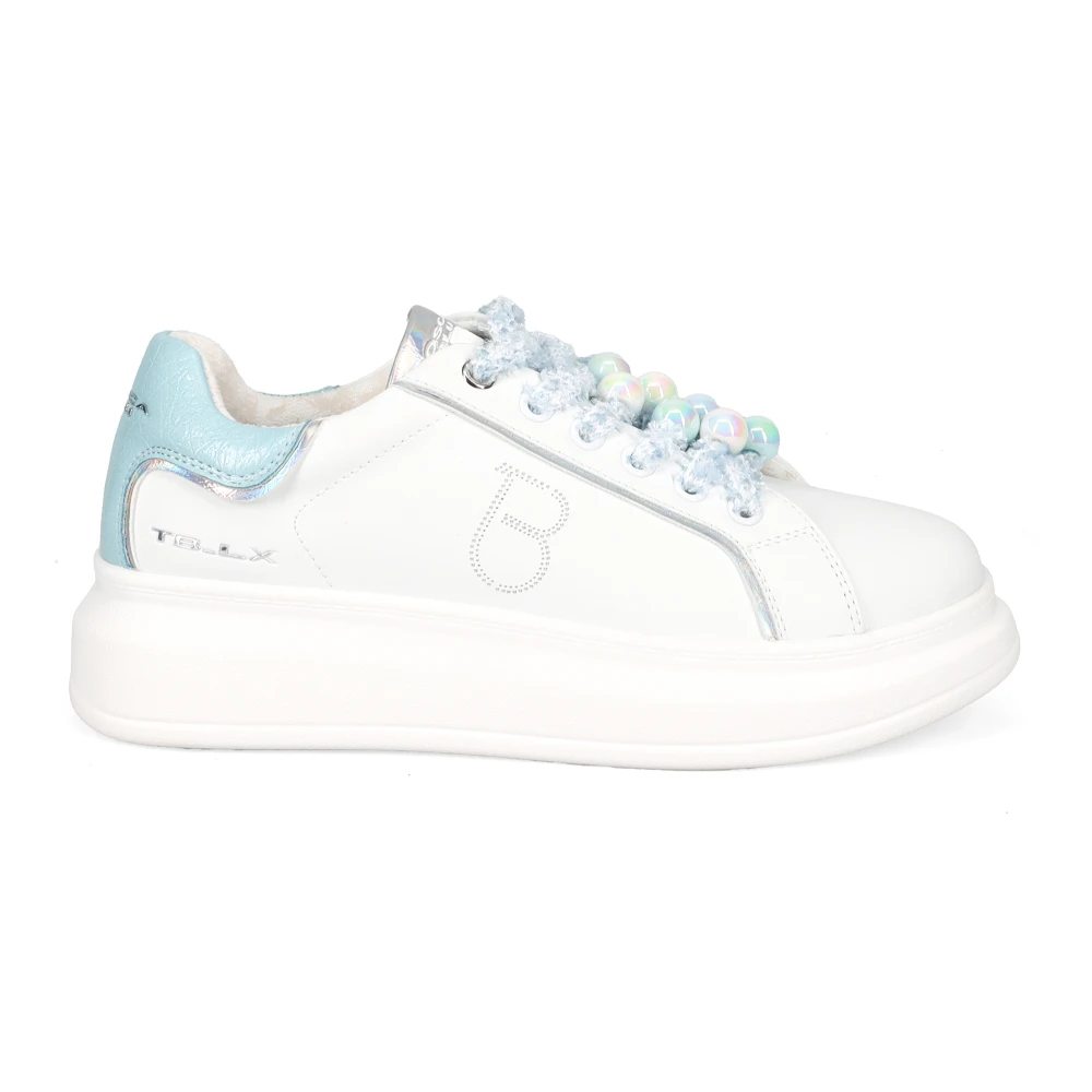 Tosca Blu Witte leren sneakers met veelkleurige ballen Dames Schoenen