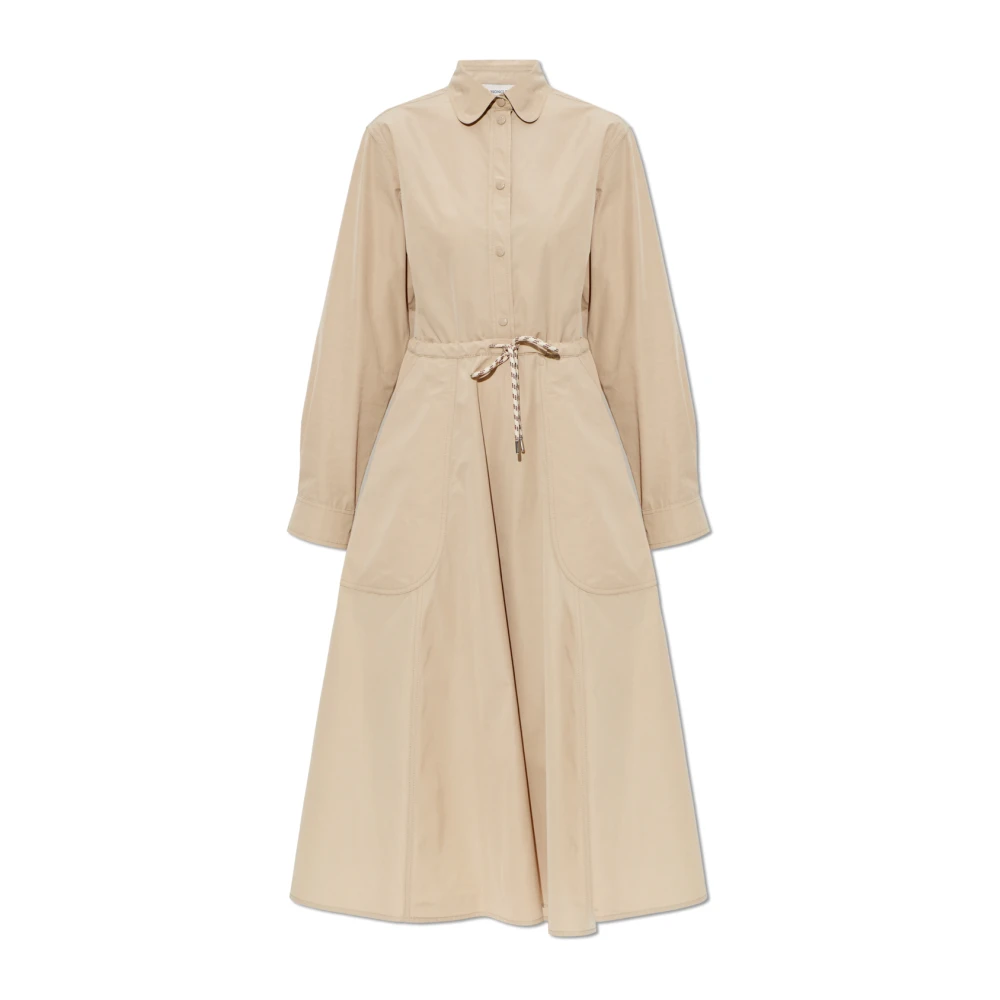 Moncler , Shirt Dresses, Female, Beige, M, Drawstring-Waist Dress
