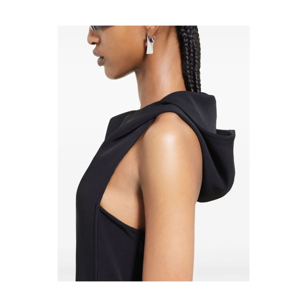 Courrèges Zwarte Mouwloze Shift Jurk met Zak Black Dames