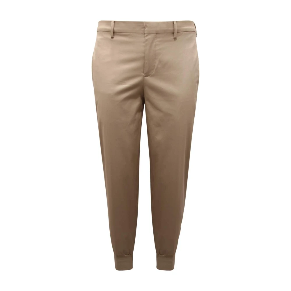 Neil Barrett Men's Beige Slim Low Rise Rib Cuff Trousers