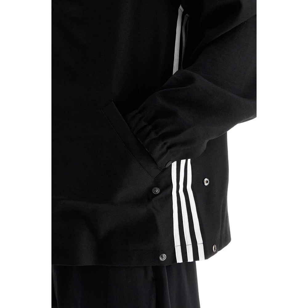 Y-3 Gestreept Overshirt met Drukknoopsluiting Black Heren