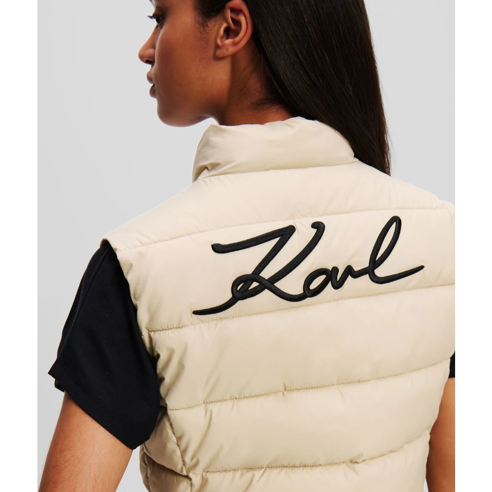 Karl Lagerfeld Gewatteerd vest met contrasterende accenten Beige Dames