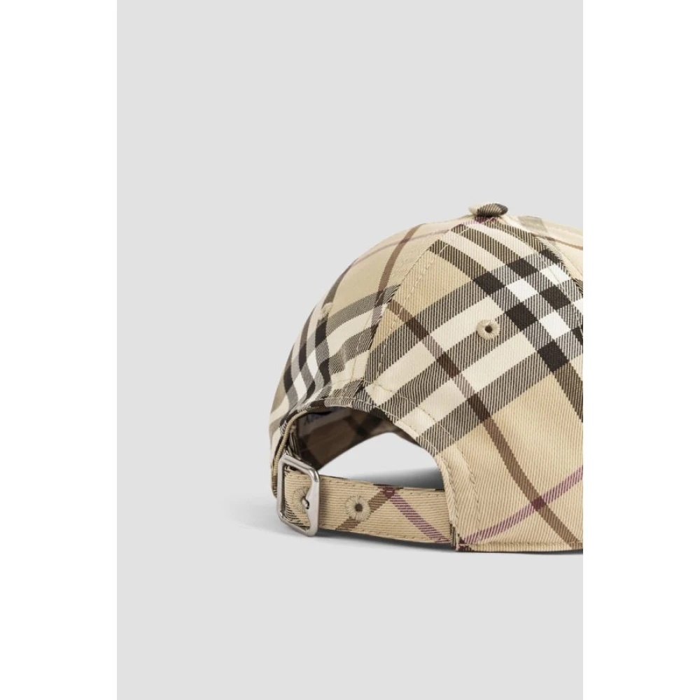 Burberry Beige Check Cap met Embleemontwerp Beige Heren