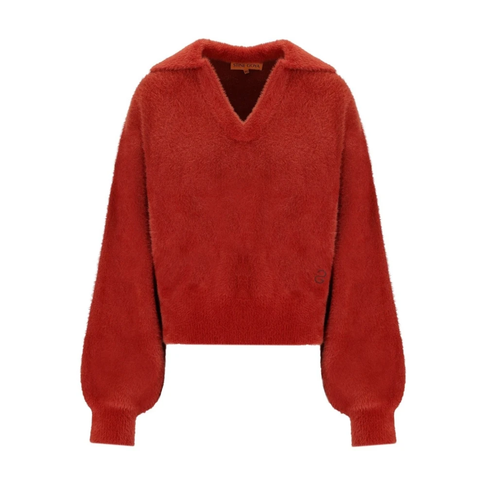 Stine Goya Rode Gebreide Polo Jumper Red Dames