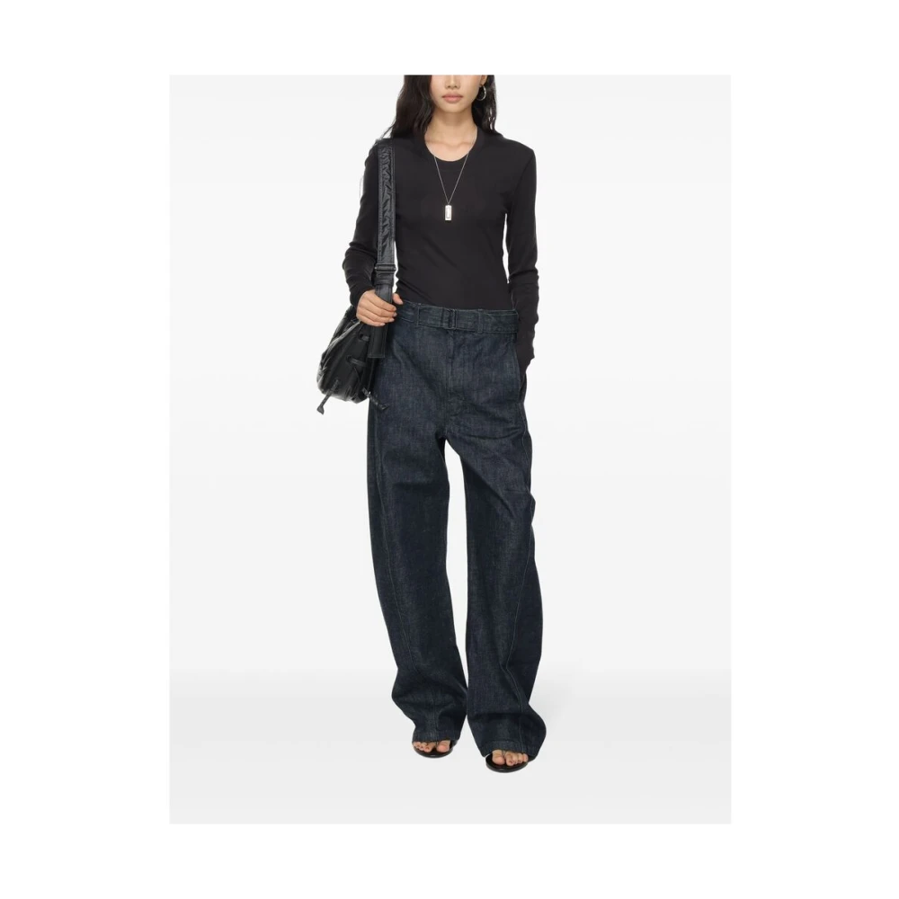 Lemaire Inktblauw Katoenen Jersey Ronde Hals Blue Dames