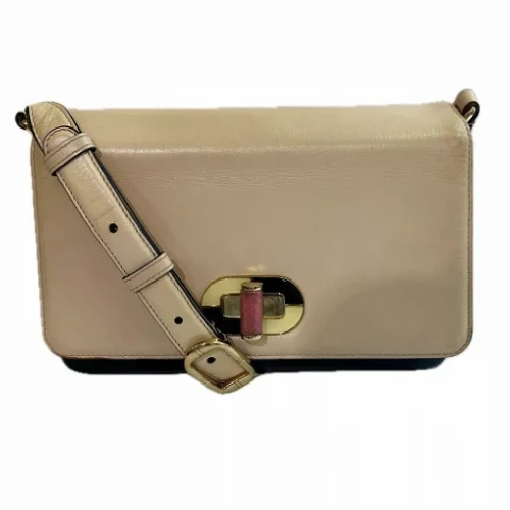Bvlgari Vintage Pre-owned Leather shoulder-bags Beige Dames