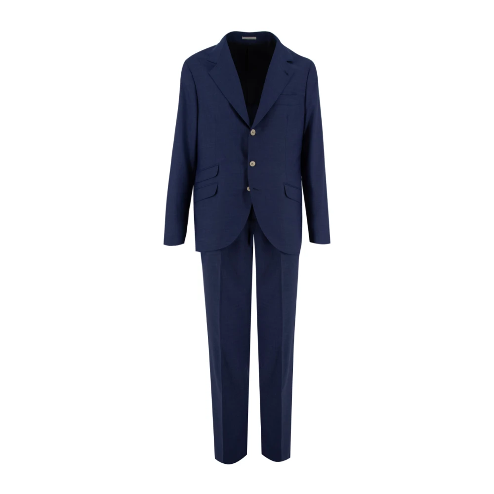 Brunello Cucinelli Herren Blau Maßgeschneiderter, Einreihiger Anzug