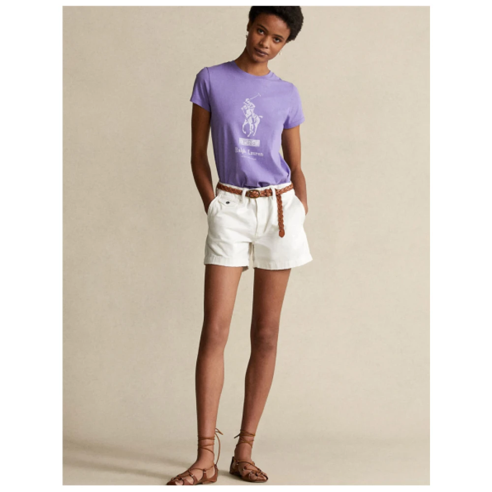 Polo Ralph Lauren Hoog getailleerde Chino Shorts White Dames