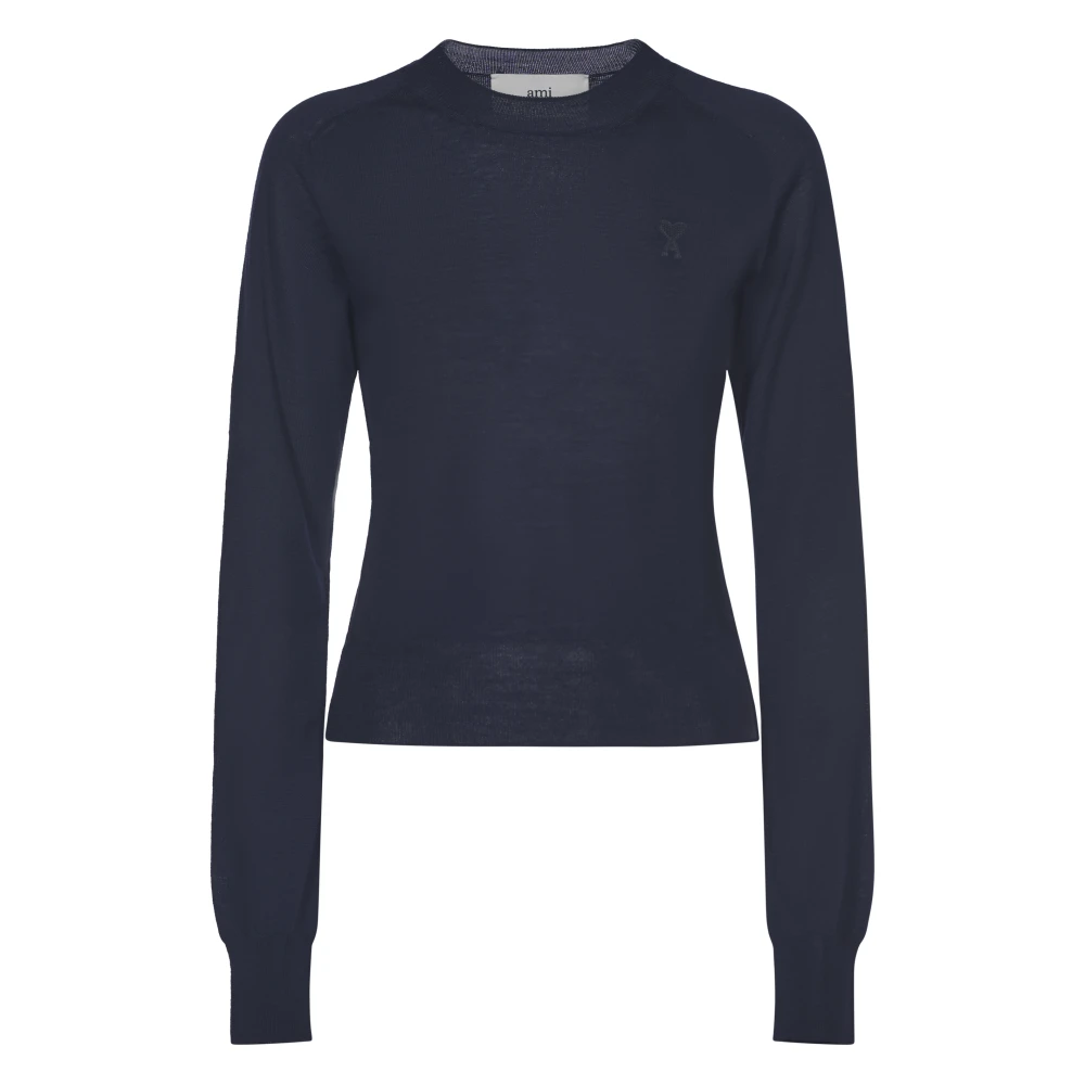 Ami Paris Slim Crewneck Sweaters Blue Dames