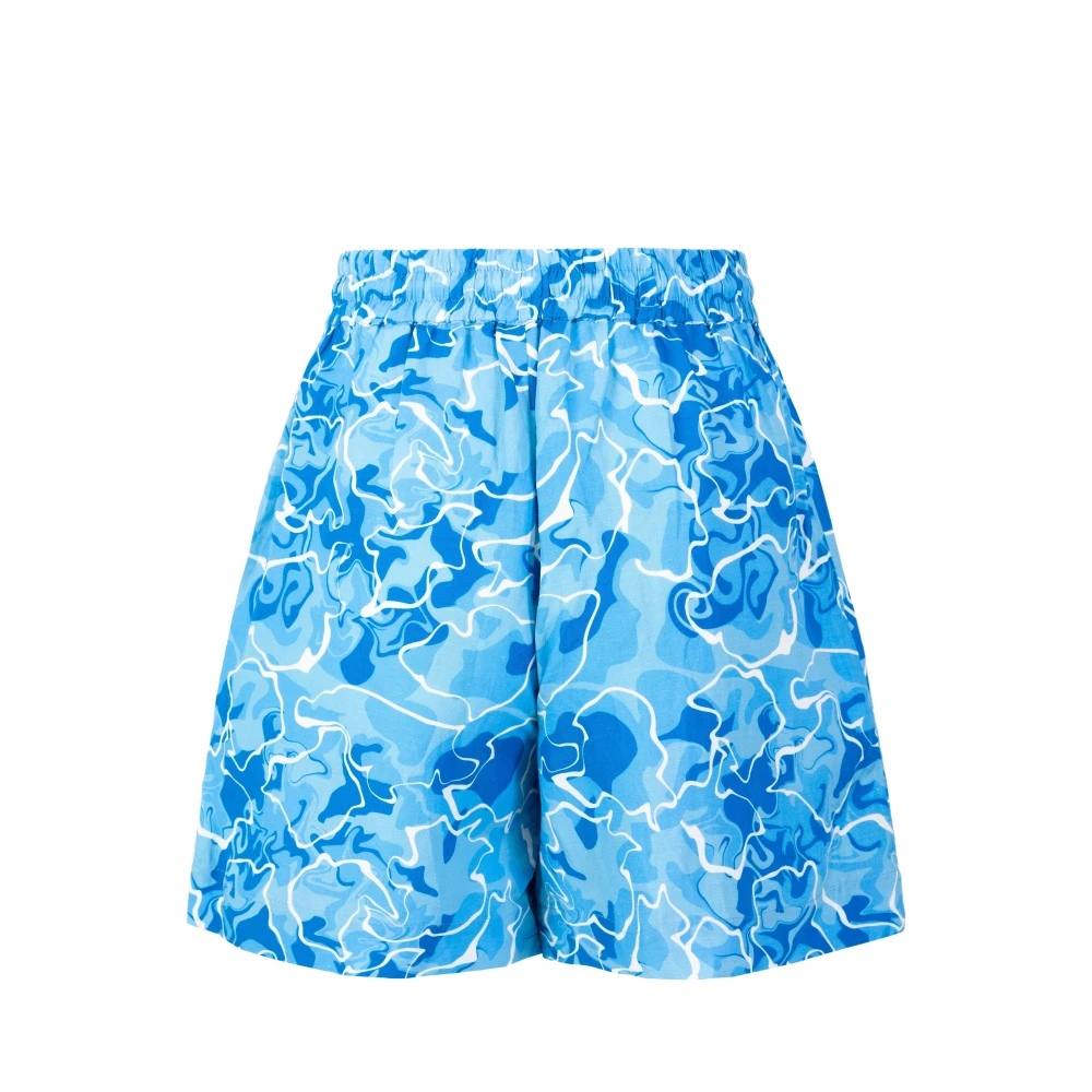 Jaaf Shorts met hoge taille in Pool Water Print Blue Dames