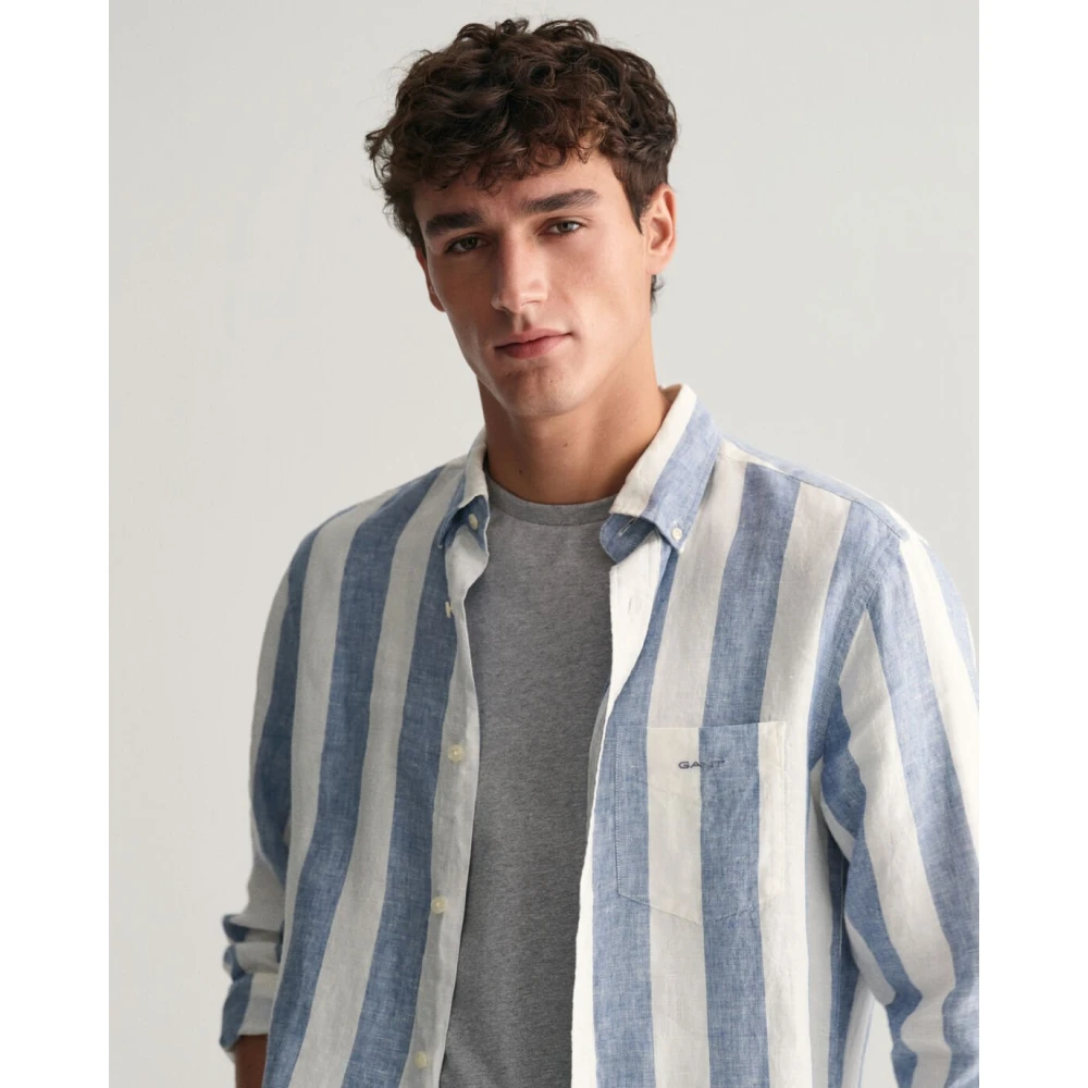 Gant Gestreept Linnen Overhemd Multicolor Heren