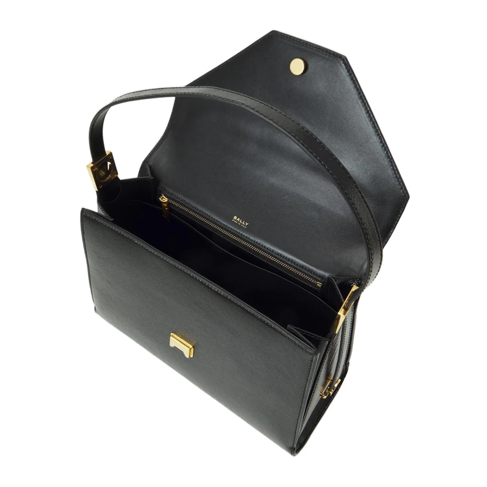 Bally Leren Schoudertas Black Dames