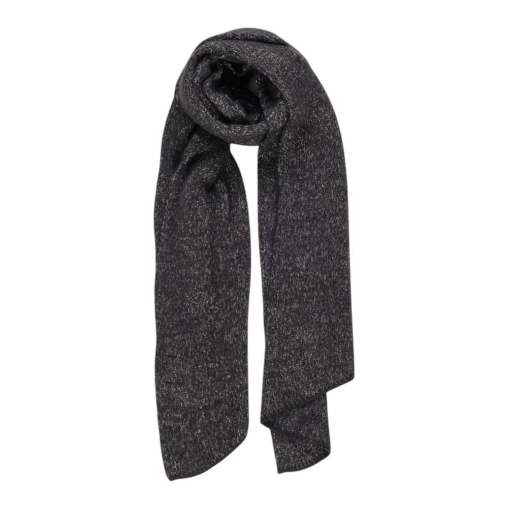 Pieces Gestructureerde Gebreide Sjaal met Lurex Black Dames