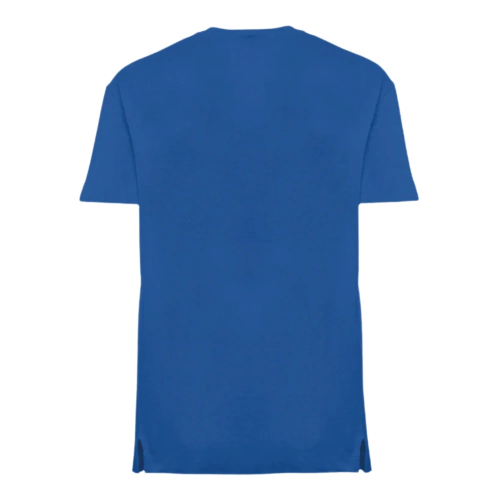 Malo Blauw linnen T-shirt met reliëf afwerking Blue Heren