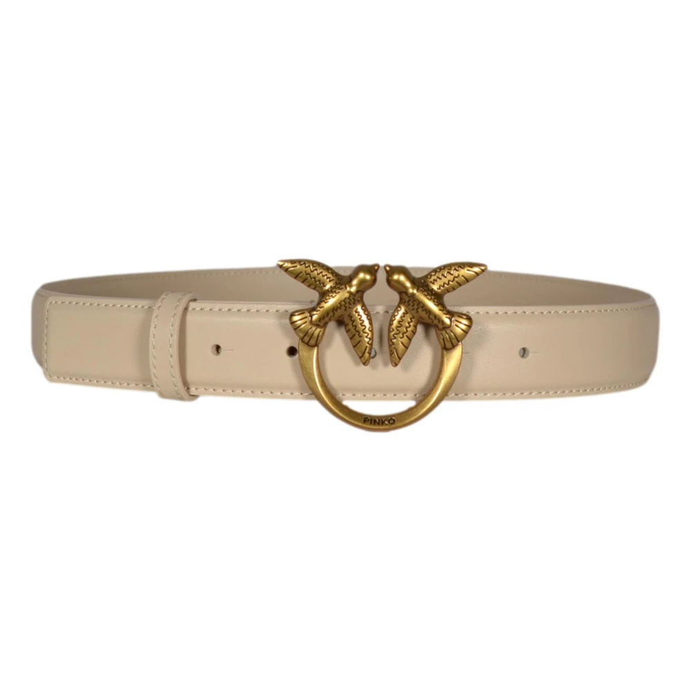 pinko Love Berry Beige Leren Riem Beige Dames