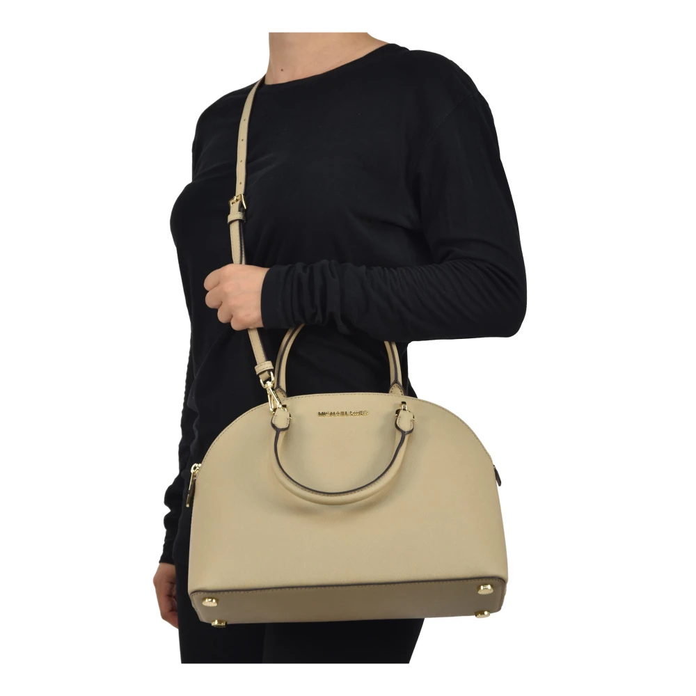 Michael Kors Emmy Large Dome Schoudertas Beige Dames