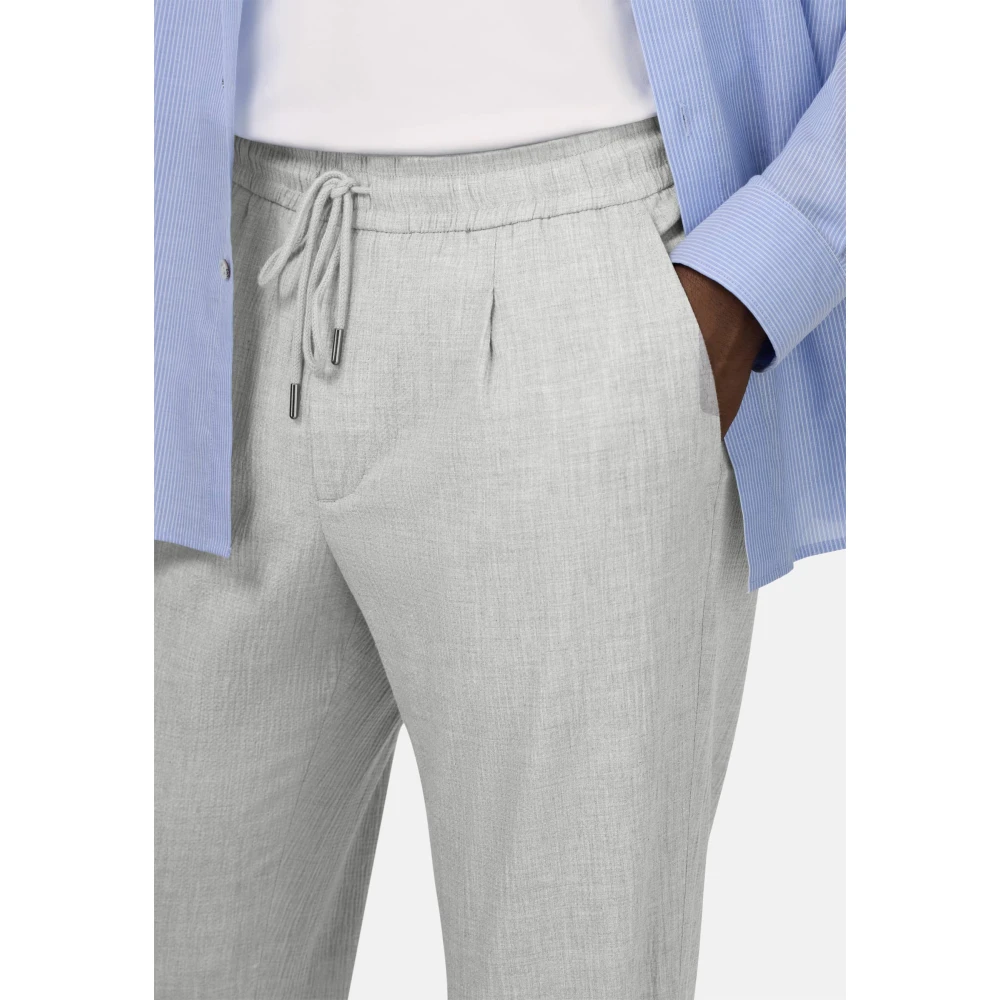 Boggi Milano City Broek van Stretch Seersucker Gray Heren