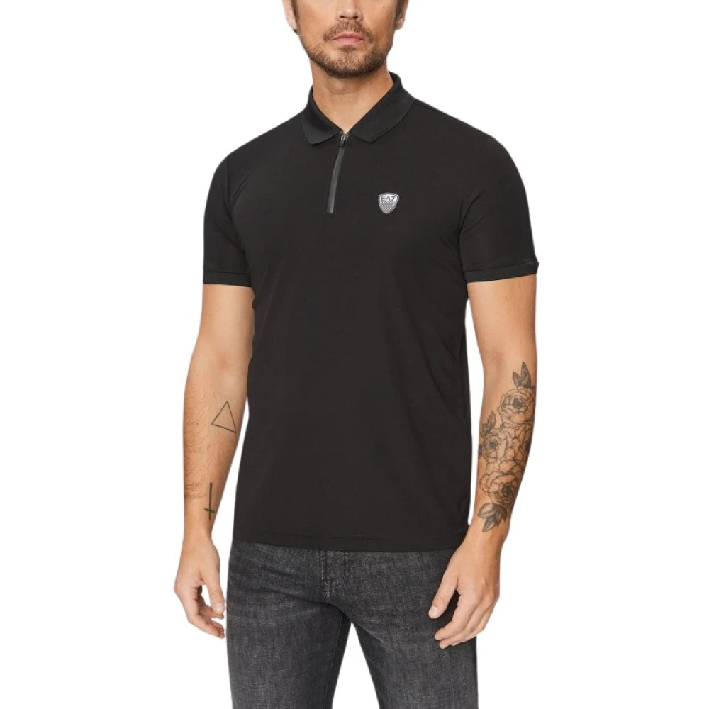 Emporio Armani Ea7 Mannelijk Zwart Polo Halfzip Logo