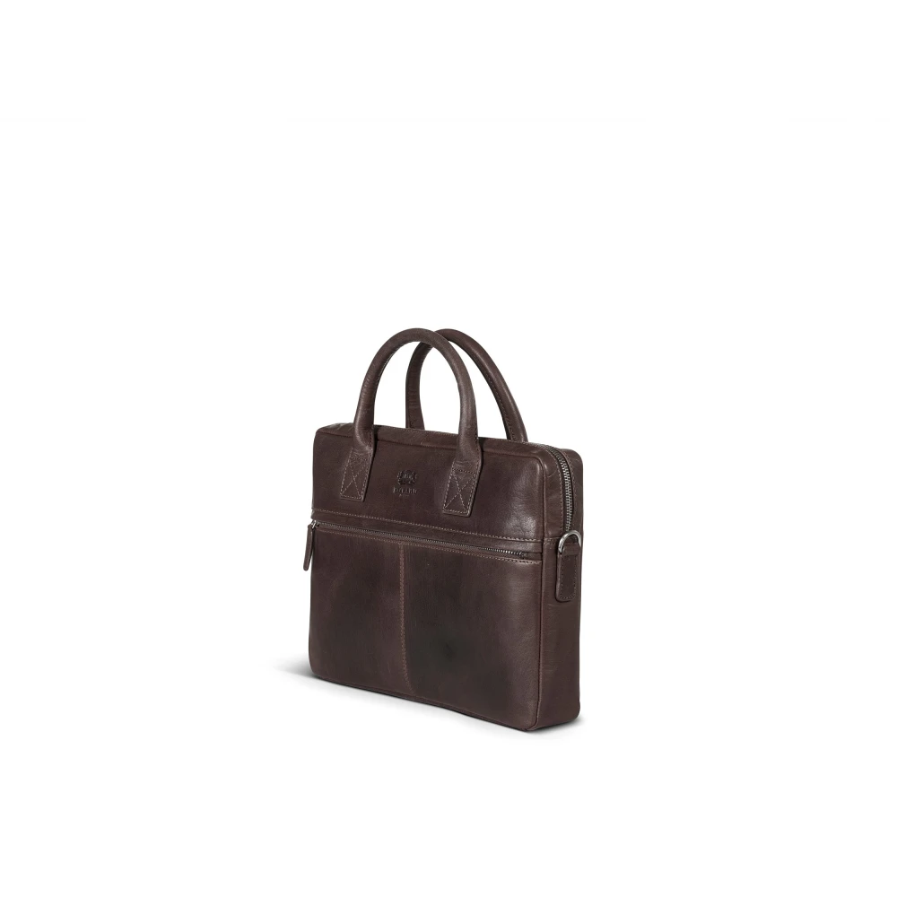 Howard London Donkerbruine Leren Laptoptas Brown Heren