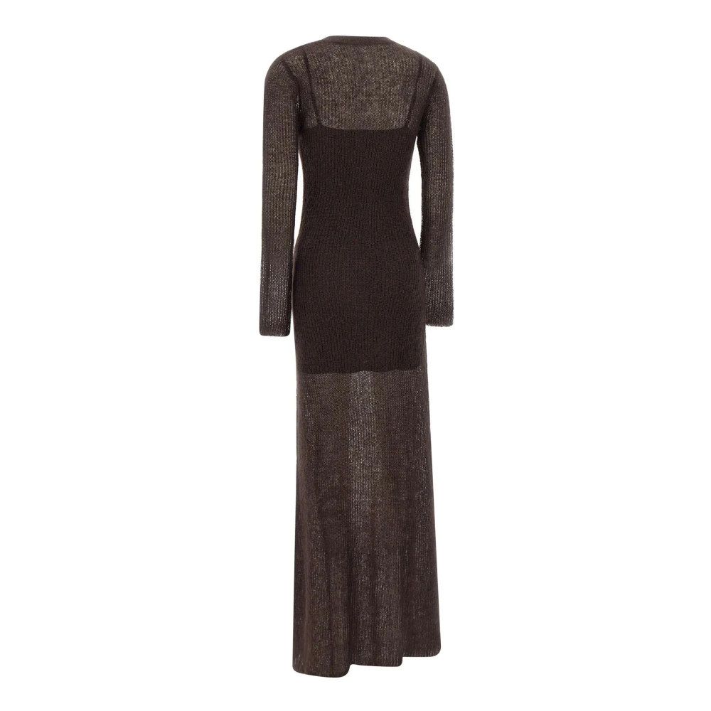 Staud Bruine Wollen Jurk met Transparantie Brown Dames