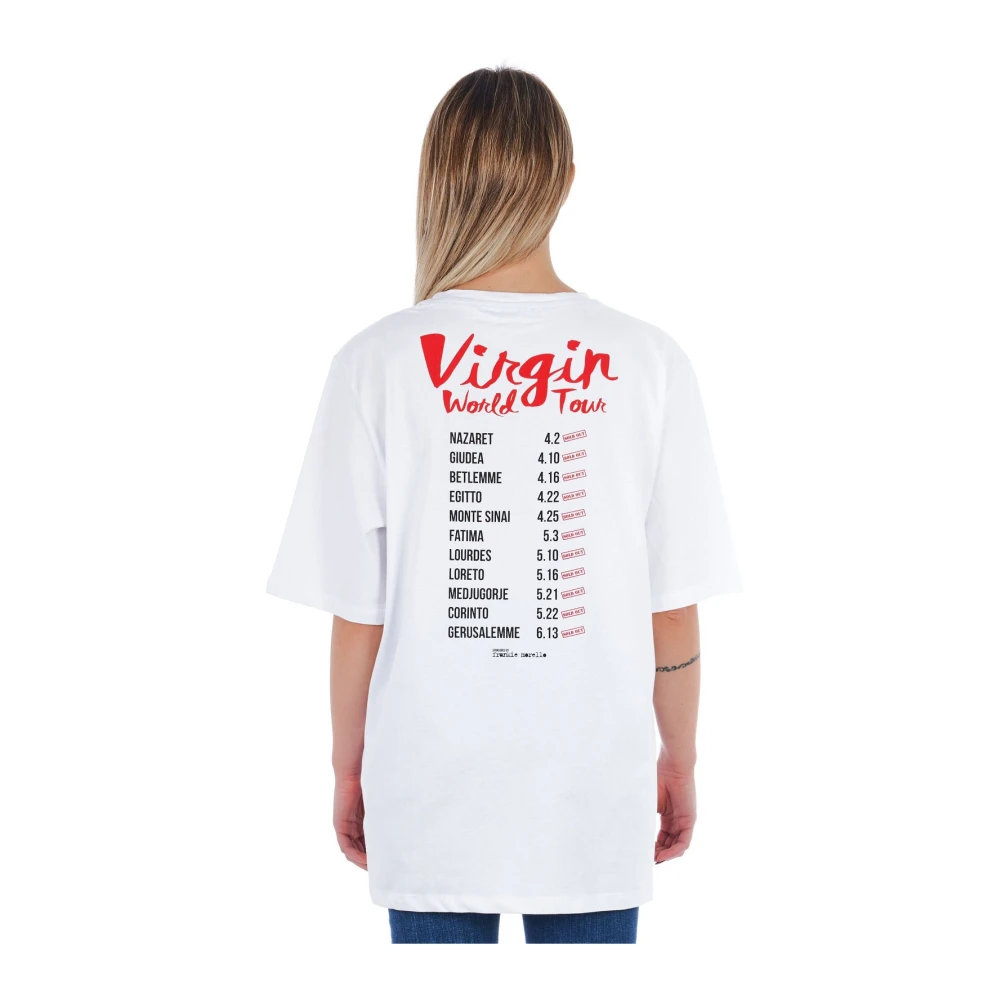 Frankie Morello Oversize T-shirt met print voor en achter White Dames