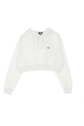Ecru Cropped Hoodie med Dragsko