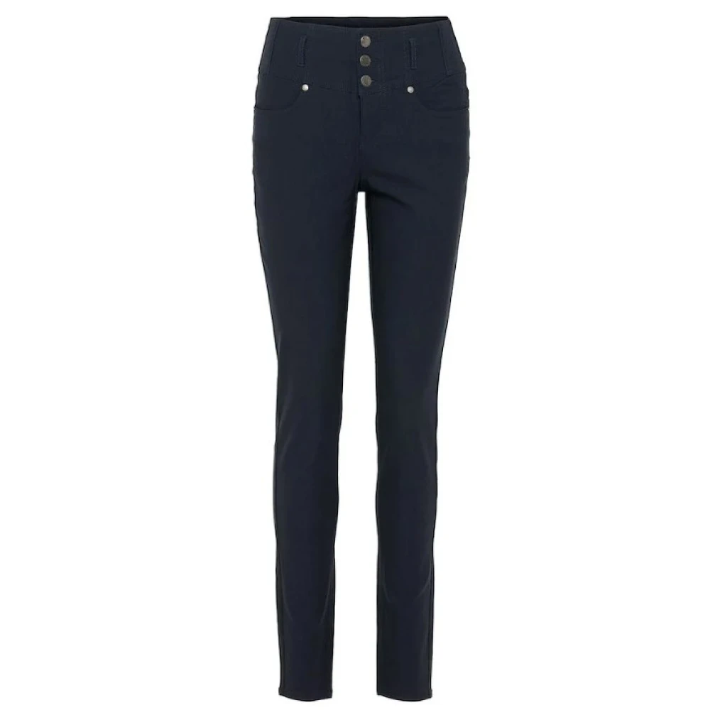 Marineblå High-Waist Tight Fit Bukse