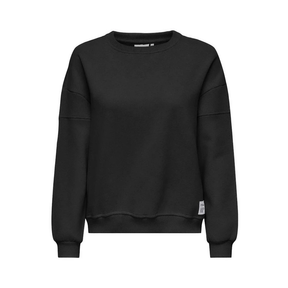 Only Zwarte Zip Sweater met O-Neck Black Dames