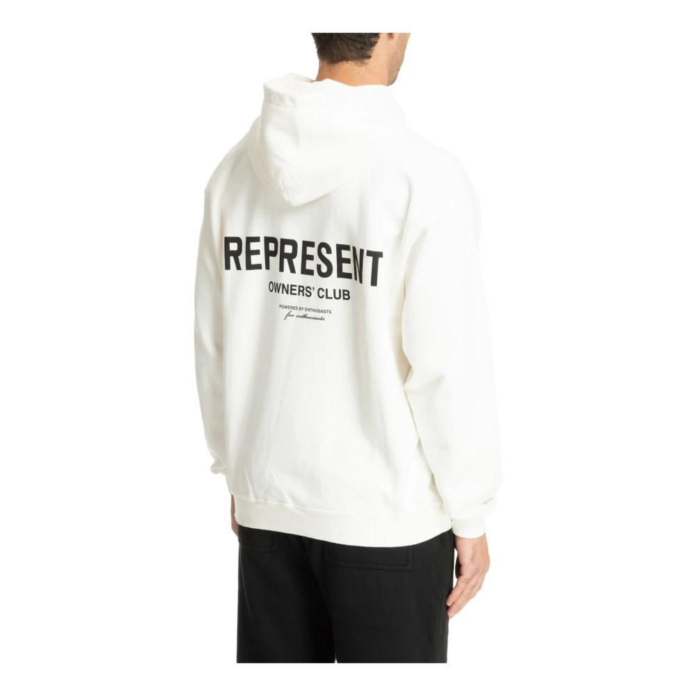 Represent Gestreepte Logo Hoodie met Snap-Button Sluiting White Heren