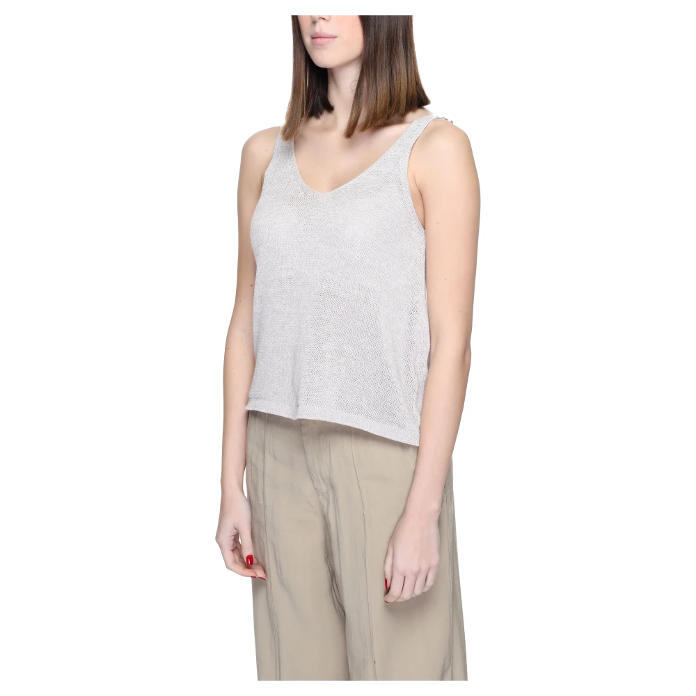Jacqueline de Yong Beige Tanktop met Bandjes Beige Dames