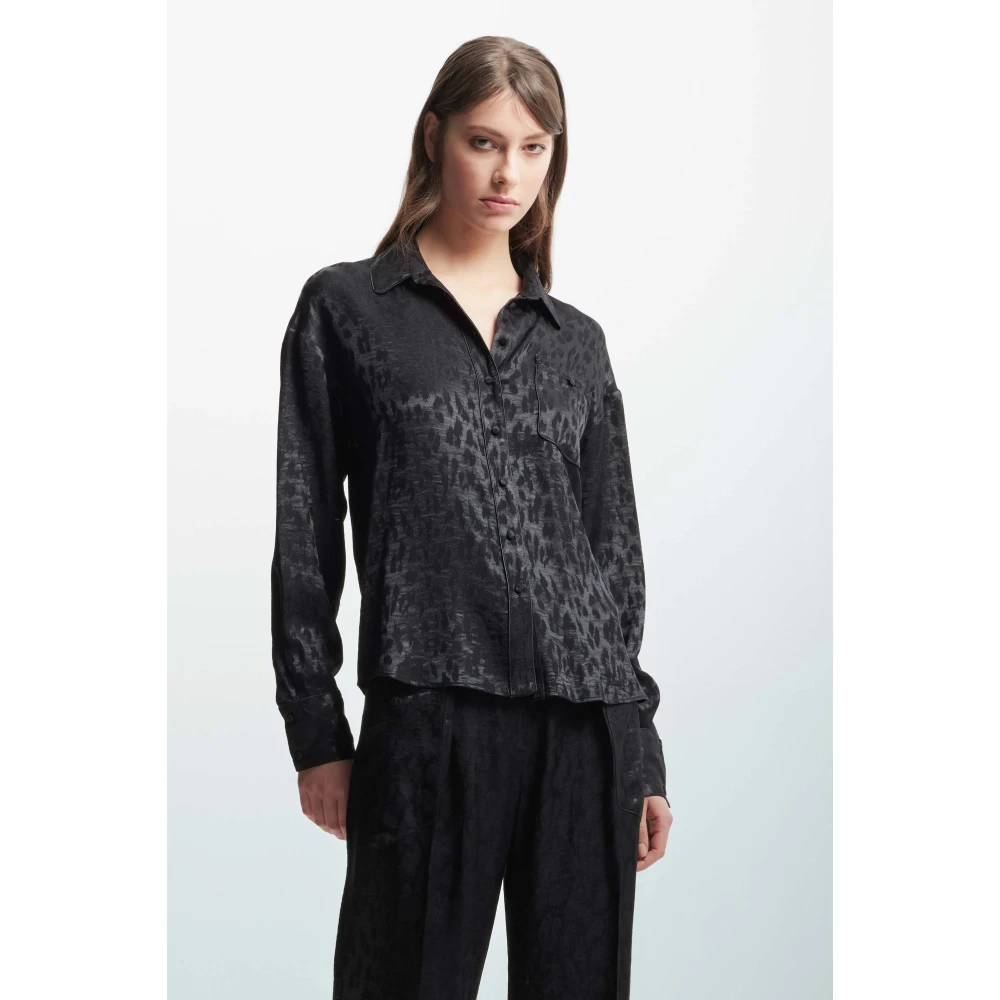 Kocca Dierenprint Shirt met Bijpassende Knopen Black Dames