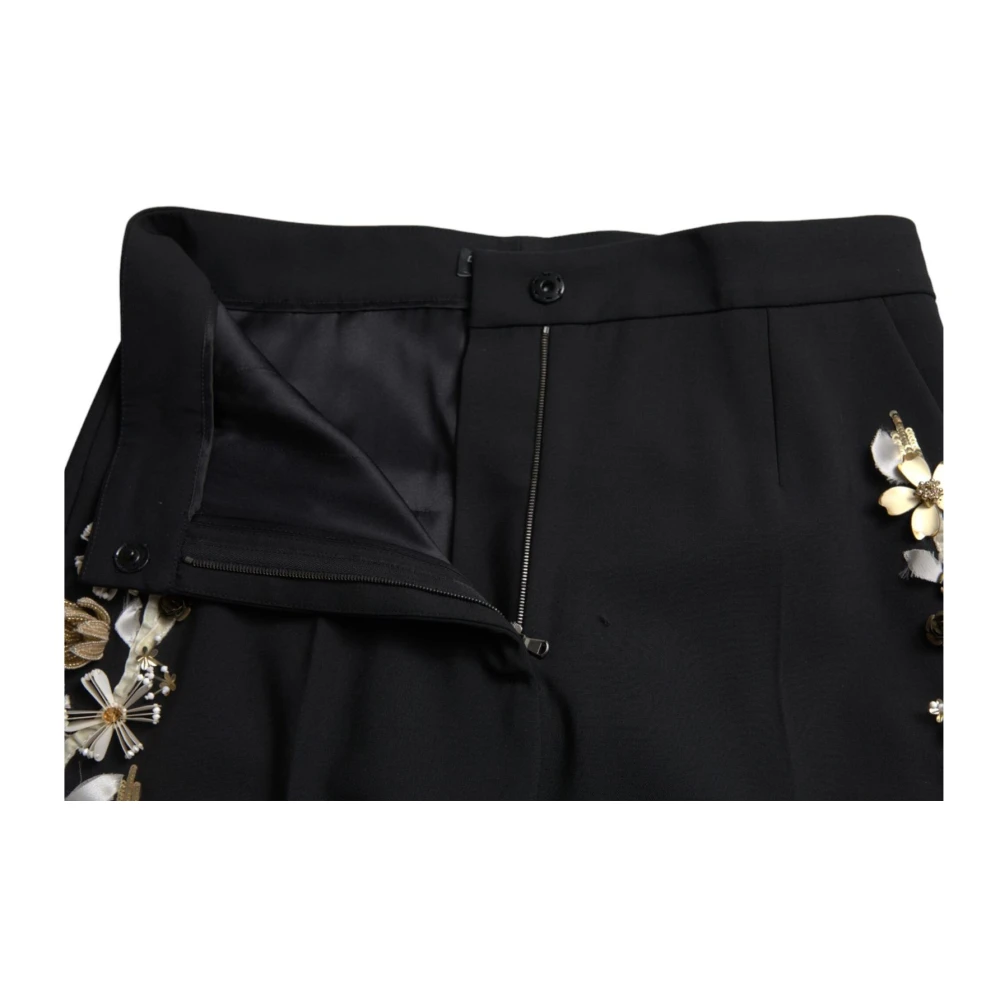 Dolce & Gabbana Bloemgeborduurde taps toelopende broek Black Dames