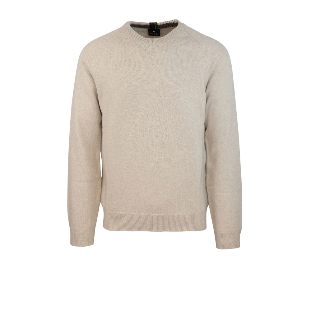 PS By Paul Smith Oranje Merino Wol Ronde Hals Sweater Beige Heren
